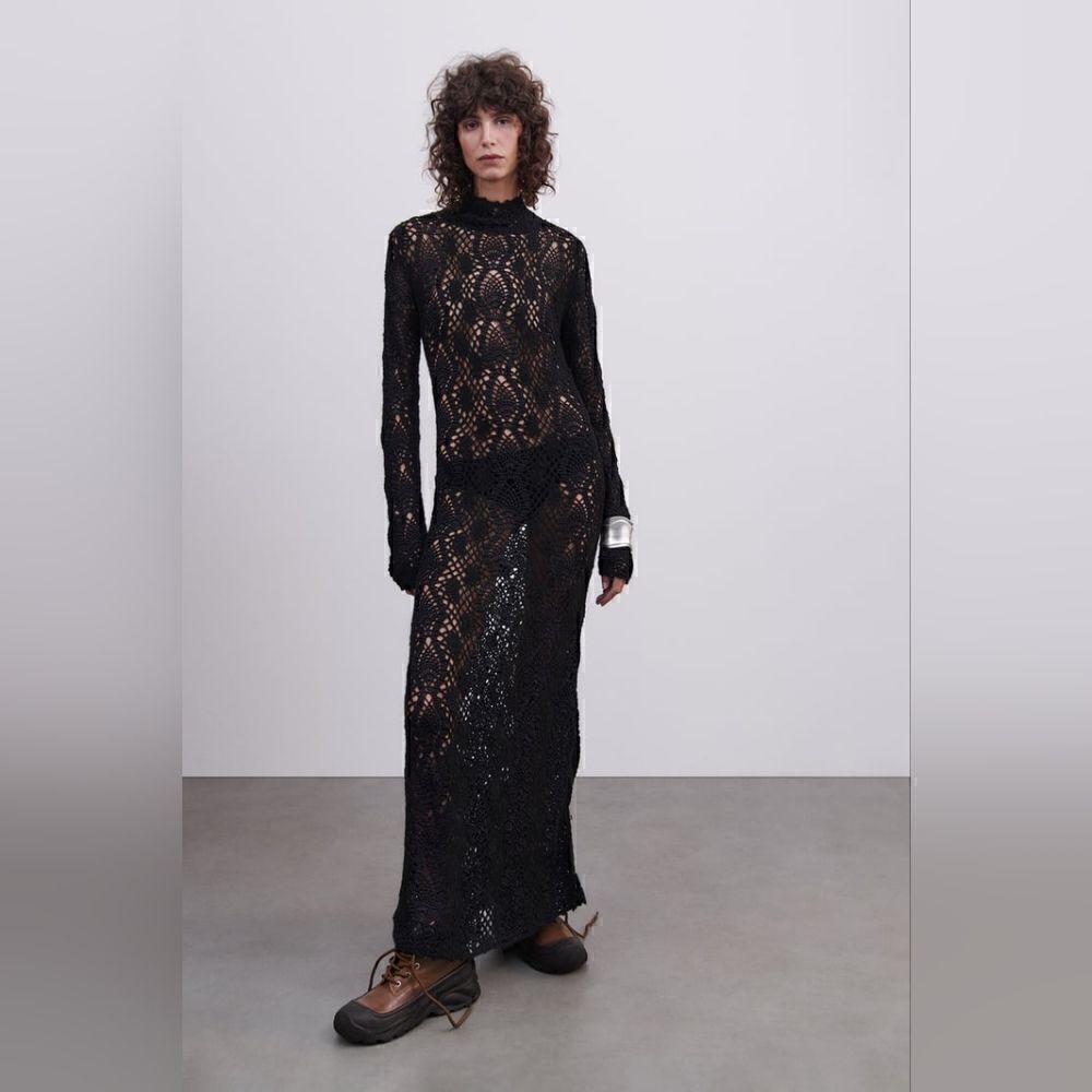 ZARA LIMITED EDITION LONG MAXI CROCHET DRESS - Picture 8 of 16